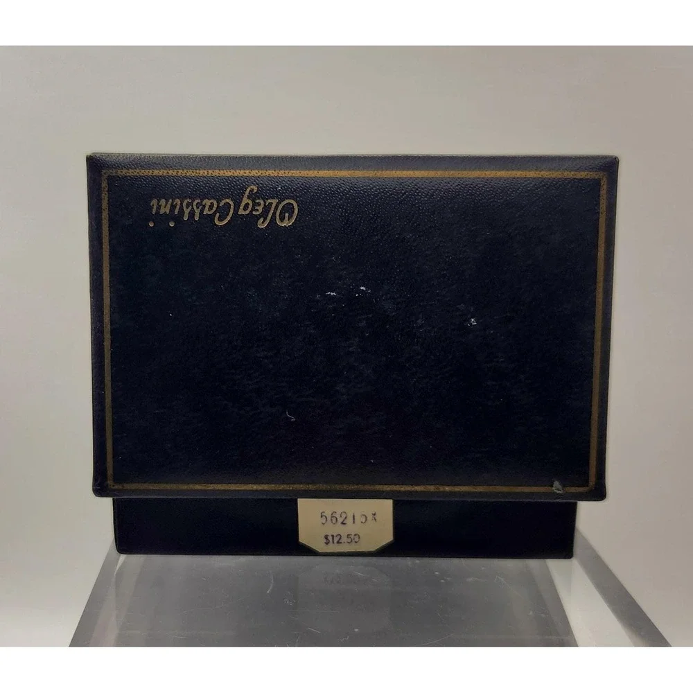 Vintage Oleg Cassini Sodalite Cufflinks Gold Tone Mesh Designer Original Box